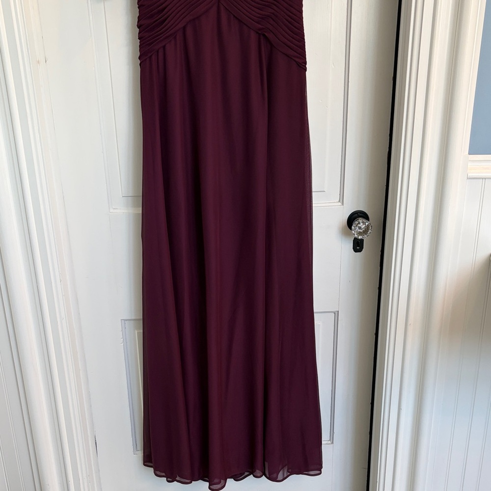 Christina Wu Eggplant 3/4 Sleeve V-Neck Evening Gown Style 17061 Size 8 - Picture 5 of 9
